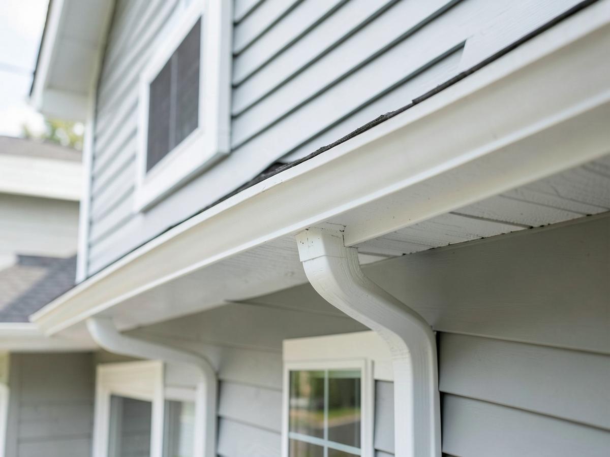 New siding and seamless gutters installed on a home